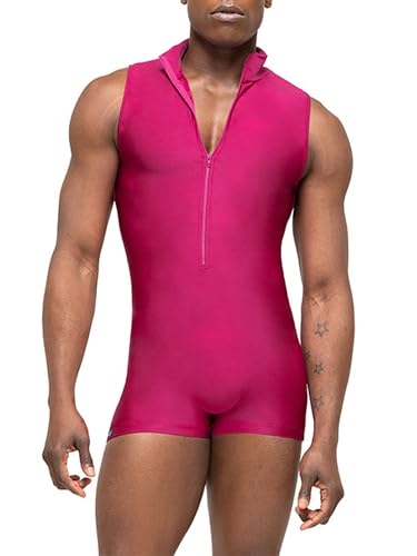 TiaoBug Herren Body Stringer Bodysuit Overall Unterhemd Männer Unterwäsche Enger Anzug mit langem Bein Hot Pink L L von TiaoBug