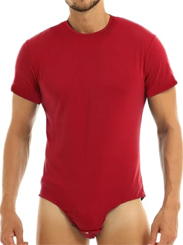 TiaoBug Herren Body Stringer Bodysuit Overall Unterhemd Männer Unterwäsche Enger Anzug mit langem Bein Rot H XXL von TiaoBug
