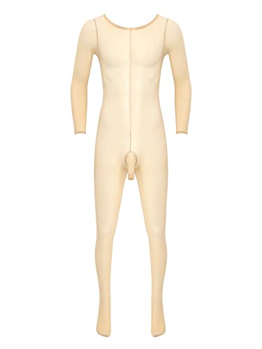 TiaoBug Herren Bodysuit Ganzkörperanzug Body transparent Overall Jumpsuit zweite Haut Unterwäsche Stretch Strumpfhose Stocking Penishülle Dessous Nude Einheitsgröße von TiaoBug