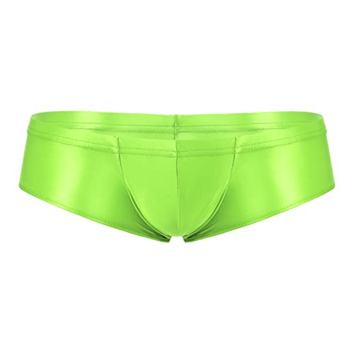 TiaoBug Herren Boxershorts Boxer Stretch Wetlook Slip Unterwäsche Briefs Unterhose - Enge geschnitten Leucht Grün D XXL von TiaoBug