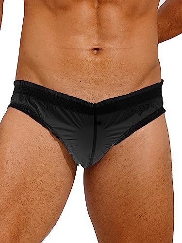 TiaoBug Herren Boxershorts Retroshorts Boxer Short Kurze Hose Trunks Männer Wetlook Badehose Badeshorts Schwimmhose Sporthose - Schnelltrockend und Atmungsaktiv Schwarz D XXL von TiaoBug