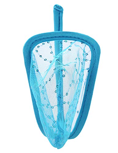 TiaoBug Herren C-String Sexy Transparent String Netz Tanga Mini Bikini Briefs Sissy Dessous Mann Erotische Unterwäsche Pants Blau Einheitsgröße von TiaoBug