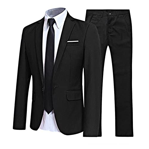 TiaoBug Herren Klassischer Anzug Set aus Anzugjacke Anzugweste und Anzughose Hochzeit Party Geschäftskleidung Büsiness Outfits Schwarz B L von TiaoBug
