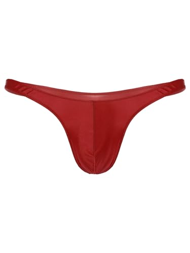 TiaoBug Herren Micro Strings Super Strech Tangas Thongs Gay Bikini Slips T-Back niedrige Taille Unterwäsche Bulge Pouch Briefs M-XXL Rot D L von TiaoBug