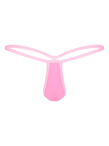 TiaoBug Herren Mini String knapp Dessous Männer Bulge Pouch Thong T-Back G-String Bikini Slips Briefs Niedrige Taille Dessous Unterwäsche Unterhose Erotik Jockstrap Reizwäsche Rosa D XXL von TiaoBug