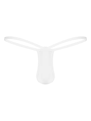 TiaoBug Herren Mini String knapp Dessous Männer Bulge Pouch Thong T-Back G-String Bikini Slips Briefs Niedrige Taille Dessous Unterwäsche Unterhose Erotik Jockstrap Reizwäsche Weiß D M von TiaoBug