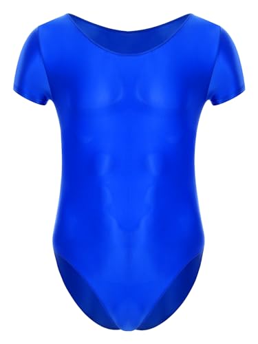 TiaoBug Herren ÖL Glanz Body Ärmellos/Kurzarm Bodysuit mit Bein Einteiler Kompression Unterwäsche Sport Trikot Leotard Blau C L von TiaoBug