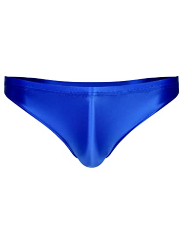 TiaoBug Herren ÖL Glanz Unterhosen Slip Glatte Stretch Hipster Panty Elastische Taille Badehose Hot Pants Blau B L von TiaoBug