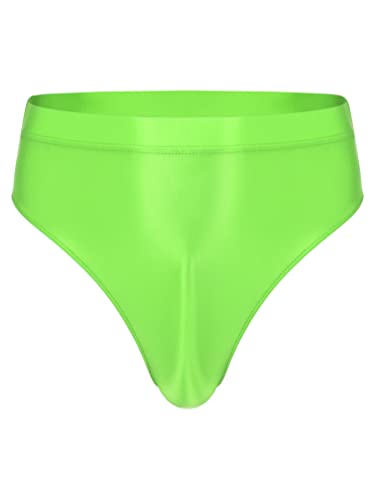 TiaoBug Herren ÖL Glanz Unterhosen Slip Glatte Stretch Hipster Panty Elastische Taille Badehose Hot Pants Leucht Grün C L von TiaoBug