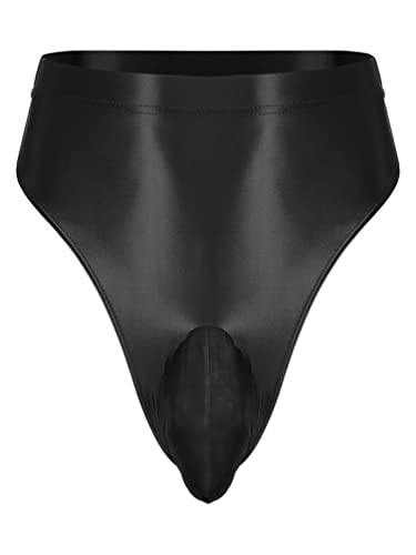 TiaoBug Herren ÖL Glanz Unterhosen Slip Glatte Stretch Hipster Panty Elastische Taille Badehose Hot Pants Schwarz A L von TiaoBug