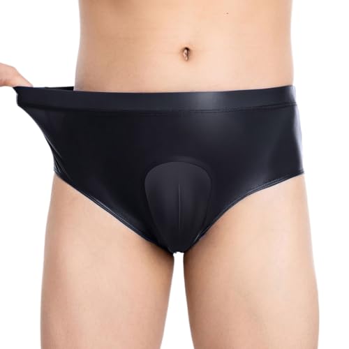 TiaoBug Herren ÖL Glanz Unterhosen Slip Glatte Stretch Hipster Panty Elastische Taille Badehose Hot Pants Schwarz YA XL von TiaoBug
