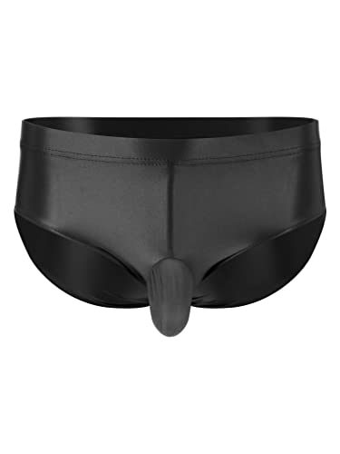 TiaoBug Herren ÖL Glanz Unterhosen Slip Glatte Stretch Hipster Panty Elastische Taille Badehose Hot Pants Z Schwarz L von TiaoBug