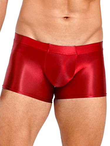 TiaoBug Herren Öl Glanz Boxershorts Retroshorts Kurze Hose Sport Leggings Tights Laufhose Fitnesshose Trainingsshorts Hot Pants Knielang Kompressonshose Burgundy D M von TiaoBug