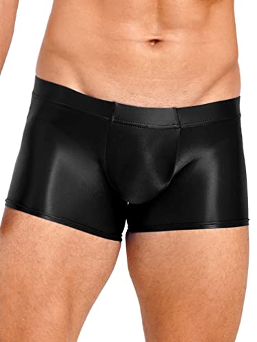 TiaoBug Herren Öl Glanz Boxershorts Retroshorts Kurze Hose Sport Leggings Tights Laufhose Fitnesshose Trainingsshorts Hot Pants Knielang Kompressonshose Schwarz D XL von TiaoBug