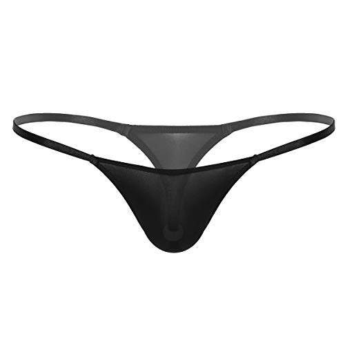 TiaoBug Herren String Tanga Niedrige Taille Bikini Slips T-Back Thong Ouvert im Schritt mit Perlen Männer Transparent Unterwäsche Gay Mens Unterhosen Schwarz M von TiaoBug
