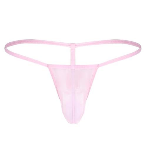 TiaoBug Herren String Tangas transparente Unterwäsche Low Rise Slips Bikini G-String Unterhose T Back Thongs sexy Underwear Hose Pants Dessous Männer Reizwäsche Rosa Einheitsgröße von TiaoBug