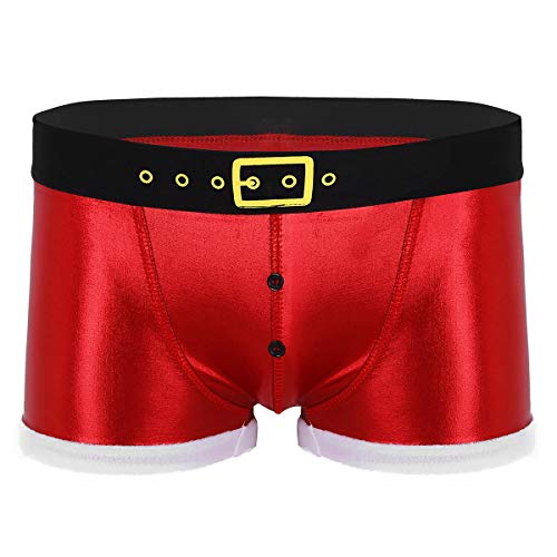 TiaoBug Herren Weihnachten Unterwäsche Flannel Unterhose Boxershorts Boxer Shorts Briefs/String Tanga Slip Lustige Männer Leder Rot L von TiaoBug