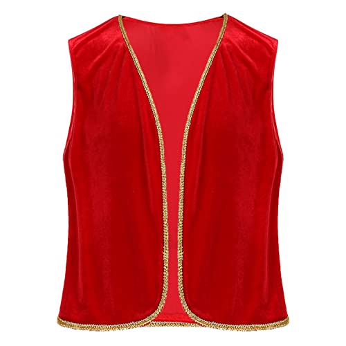 TiaoBug Herren Weihnachtsmann Weste Plüsch Jäckchen Top mit Kapuze Sexy Pullover Strickjacke Oberteile mit Ledergürtel Rot B XL von TiaoBug