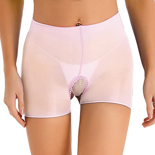 TiaoBug Hipster Pantys Damen erotische Dessous transparent Frauen Schlüpfer Slips Hot Pants Unterhosen Reizwäsche in Strumpfhose Design Rosa C Einheitsgröße von TiaoBug