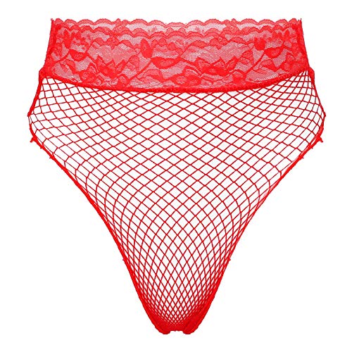 TiaoBug Hipster Pantys Damen erotische Dessous transparent Frauen Schlüpfer Slips Hot Pants Unterhosen Reizwäsche in Strumpfhose Design Rot Fishnet Einheitsgröße von TiaoBug