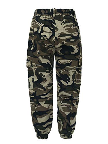 TiaoBug Jungen Camouflage Jogginghose Lange Hosen Regular Fit Cargohose Sporthose mit Gummizug Beinabschluss Kinder Militärische Uniform Pants Tarnmuster 134-140 von TiaoBug