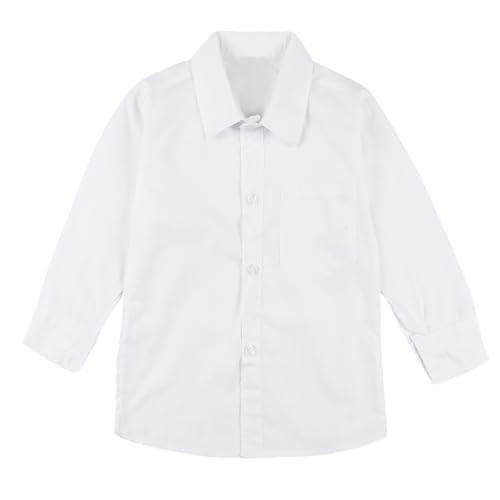 TiaoBug Jungen Hemd passt zu Krawatten und Fliege Festliches Kinder Hemd Jungenhemd weiß mit Kentkragen Party Hochzeit Weiss B 92-98 von TiaoBug