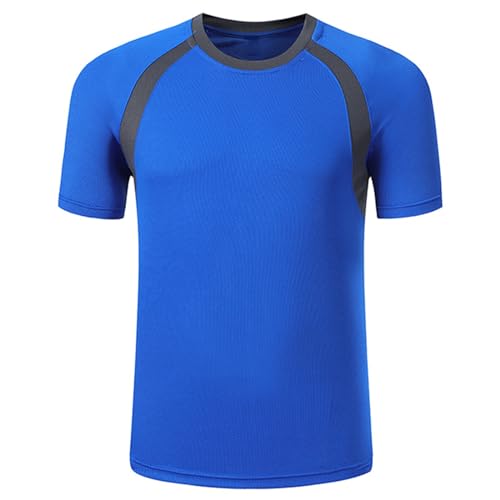 TiaoBug Jungen Sport T-Shirt Atmungsaktive Shirt Kurzarm Rundhals Tank Tops Fußball Trikot Funktionsshirt Fitness Training Oberteil Sportswear Blau C 146-152 von TiaoBug