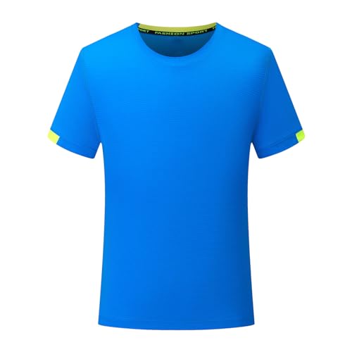 TiaoBug Jungen Sport T-Shirt Atmungsaktive Shirt Kurzarm Rundhals Tank Tops Fußball Trikot Funktionsshirt Fitness Training Oberteil Sportswear Blau D 122-128 von TiaoBug