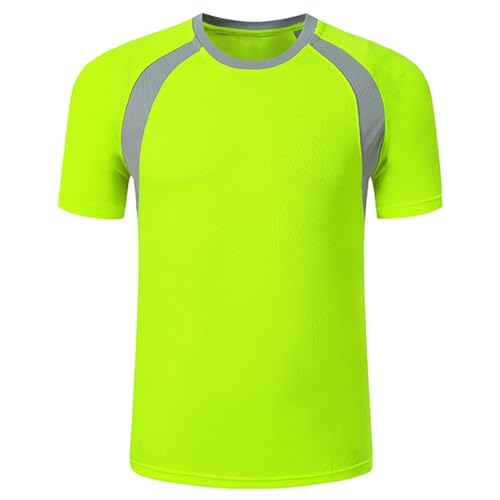 TiaoBug Jungen Sport T-Shirt Atmungsaktive Shirt Kurzarm Rundhals Tank Tops Fußball Trikot Funktionsshirt Fitness Training Oberteil Sportswear Leucht Grün C 122-128 von TiaoBug