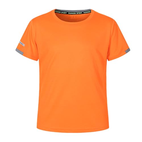 TiaoBug Jungen Sport T-Shirt Atmungsaktive Shirt Kurzarm Rundhals Tank Tops Fußball Trikot Funktionsshirt Fitness Training Oberteil Sportswear Orange D 146-152 von TiaoBug