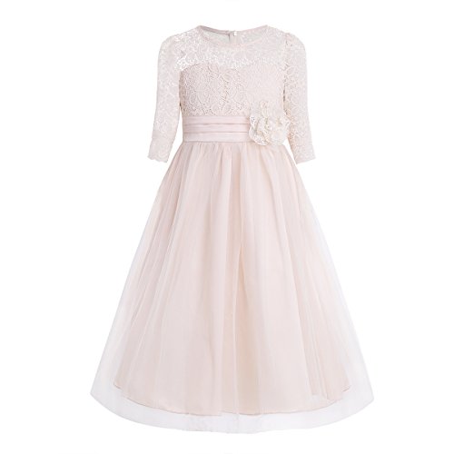 TiaoBug Kinder Mädchen Festliche Kleider Prinzessin lang halbarm Blumenmädchenkleider Brautjungfern Hochzeit Party Kommunion Tüll Spitzen Kleidung gr. 104-172 Champagner 134-140 TiaoBug Kinder Mädchen Festliche Kleider Prinzessin lang halbarm Blumenmädchenkleider Brautjungfern Hochzeit Party Kommunion Tüll Spitzen Kleidung gr. 104-172 Champagner 134-140 von TiaoBug