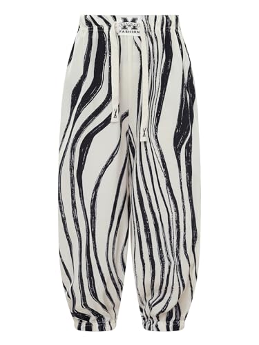 TiaoBug Kinder Pumphose Haremshose Jungen Mädchen Bunt Gedruckt Lässige Hose Hohe Taille und Lange Strandhose Sommer Freizeithose mit Dehnbund Typ F 146-152 von TiaoBug