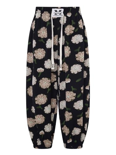 TiaoBug Kinder Pumphose Haremshose Jungen Mädchen Bunt Gedruckt Lässige Hose Hohe Taille und Lange Strandhose Sommer Freizeithose mit Dehnbund Typ G 146-152 von TiaoBug