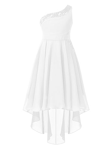 TiaoBug Kleid Kinder Mädchen festliches Kleid Sommer Party Kleid Hochzeit Brautjungfern Festzug 104 116 128 140 152 164 Z Weiß 134-140 von TiaoBug