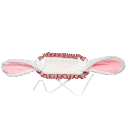 TiaoBug Lolita Haarreif Kaninchenohren Haarband mit Clips für Maid Anime Thematische Party Altrosa 1 One Size von TiaoBug