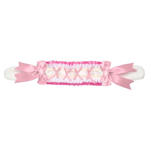 TiaoBug Lolita Haarreif Kaninchenohren Haarband mit Clips für Maid Anime Thematische Party Rosa 2 One Size von TiaoBug
