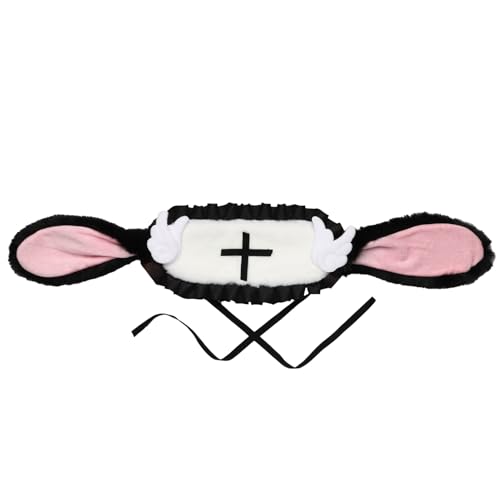 TiaoBug Lolita Haarreif Kaninchenohren Haarband mit Clips für Maid Anime Thematische Party Schwarz 1 One Size von TiaoBug