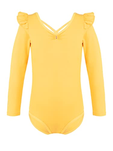TiaoBug Mädchen Ballettanzug Langarm Ballett Trikot Body mit Rüschen Basic Einfarbig Gymnastikanzug Turnanzug Leotard gr. 98-164 Gelb E 110-116 TiaoBug Mädchen Ballettanzug Langarm Ballett Trikot Body mit Rüschen Basic Einfarbig Gymnastikanzug Turnanzug Leotard gr. 98-164 Gelb E 110-116 von TiaoBug