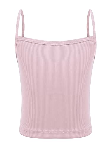 TiaoBug Mädchen Basic Tank Top Spaghettiträger Unterhemd Baumwolle Trägertop Slim Fit Stretch Trägershirts Sommer Oberteile Rosa A 128-140 von TiaoBug