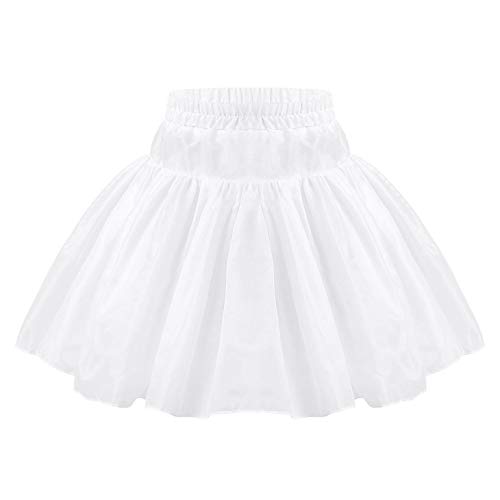 TiaoBug Mädchen Blumenmädchen Kleid Unterrock Unterkleid Kinder Reifrock Petticoat A-Linie Kurz Knielang Tutu Röckchen für Vintage Retro Swing Kleider Weiß 98-104 von TiaoBug