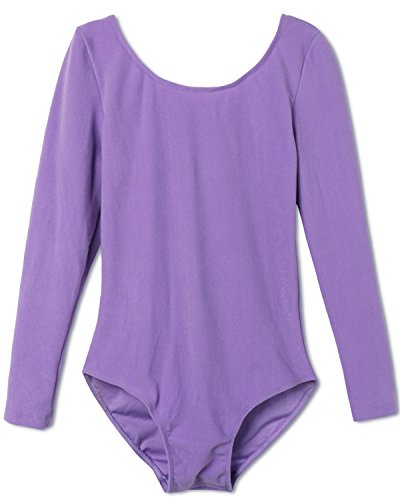 TiaoBug Mädchen Body Kinder Kurzarm Langarm Ballettanzug Turnanzug Trikot Gymnastikanzug (140, Lavender Langarm) von TiaoBug