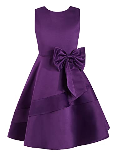 TiaoBug Mädchen Festlich Kleider Kinder Prinzessin Hochzeits Blumenmädchenkleid Brautjunfernkleid Ärmellos Sommer Partykleid Festkleider gr. 92-164 Violett Einfarbig 122-128 von TiaoBug