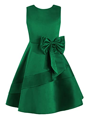 TiaoBug Mädchen Festlich Kleider Kinder Prinzessin Hochzeits Blumenmädchenkleid Brautjunfernkleid Ärmellos Sommer Partykleid Festkleider gr. 92-164 Grün Einfarbig 110-116 von TiaoBug