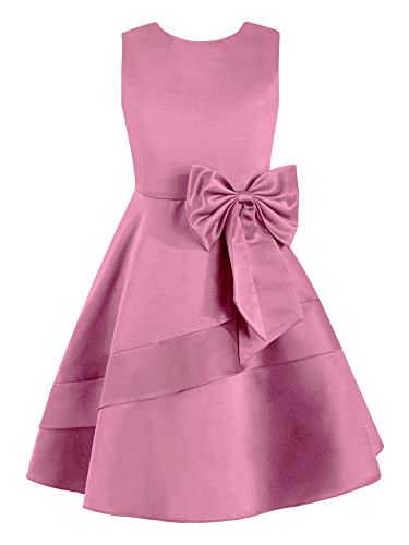 TiaoBug Mädchen Festlich Kleider Kinder Prinzessin Hochzeits Blumenmädchenkleid Brautjunfernkleid Ärmellos Sommer Partykleid Festkleider gr. 92-164 Rosa Einfarbig 146-152 von TiaoBug