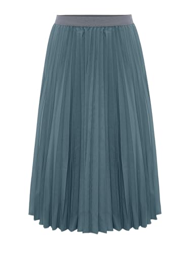 TiaoBug Mädchen Festlich Rock Sommer Faltenrock Dehnbund Plisseerock A-Linie Swingrock Hochzeit Blumenmädchen Unterrock Einfarbig Partyrock Grau 122-128 von TiaoBug