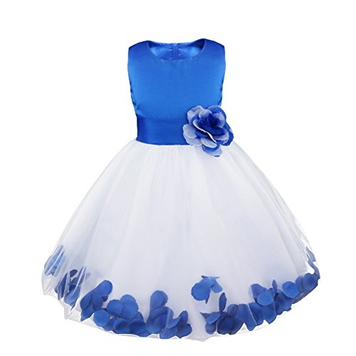 TiaoBug Mädchen Festliche Kinder Kleider Blumenkinder Kleid Festkleid Hochzeits Kommunionkleid Prinzessin Kleid Taufkleidung gr 92-164 Blau 116 von TiaoBug