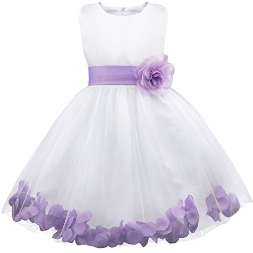 TiaoBug Mädchen Festliche Kinder Kleider Blumenkinder Kleid Festkleid Hochzeits Kommunionkleid Prinzessin Kleid Taufkleidung gr 92-164 Lavender 104 von TiaoBug