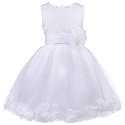 TiaoBug Mädchen Festliche Kinder Kleider Blumenkinder Kleid Festkleid Hochzeits Kommunionkleid Prinzessin Kleid Taufkleidung gr 92-164 Weiß 92 von TiaoBug