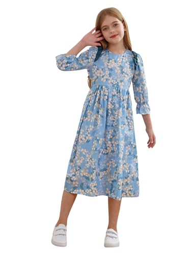 TiaoBug Mädchen Geblümte Kleider Langarm Tunika Partykleid Vintage Retro Festkleider A-Linie Kurz Knielang Einschulungskleid Frühling Herbst Outfits Blau 134-140 TiaoBug Mädchen Geblümte Kleider Langarm Tunika Partykleid Vintage Retro Festkleider A-Linie Kurz Knielang Einschulungskleid Frühling Herbst Outfits Blau 134-140 von TiaoBug