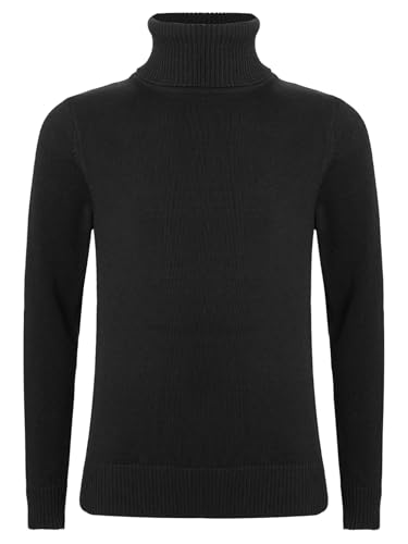 TiaoBug Mädchen Jungen Rollkragenpullover Strickpullover Basic Einfarbig Rolli Warme Tops Feinstrick Unterhemd Herbst Winter Sweater Schwarz 134-140 von TiaoBug